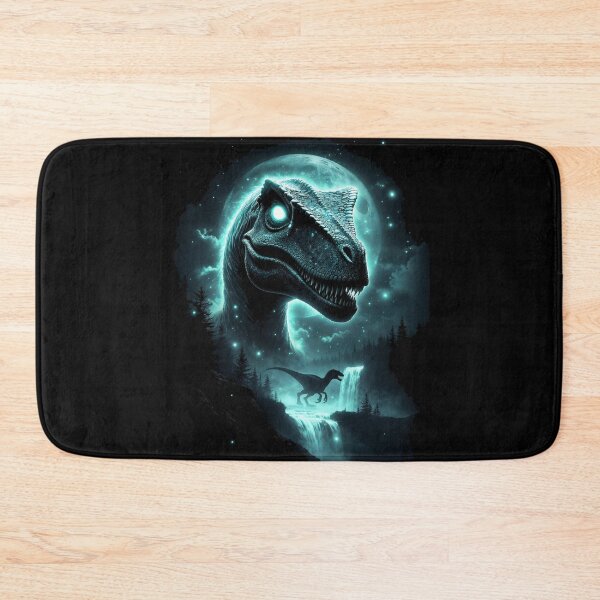 Item preview, Glowing Velociraptor Moonlit Forest Dinosaur Art designed and sold by Syrupulse.