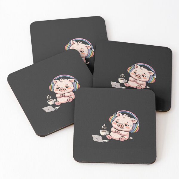 Item preview, Kawaii WFH Pig Embroidery Design, Cute Pink Anime Lazy Work Pig designed and sold by ColorSplash123.