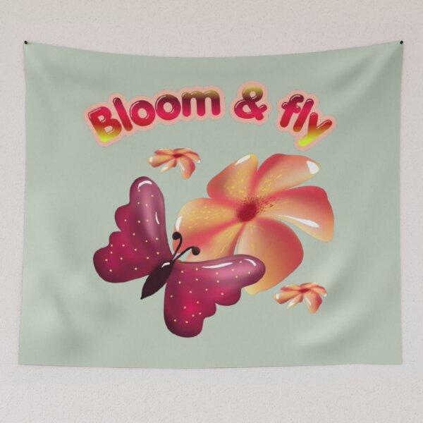 Item preview, Bloom and Fly Butterfly Flower Aesthetic Cute Inspirational Floral Design designed and sold by HopeAndHustle.