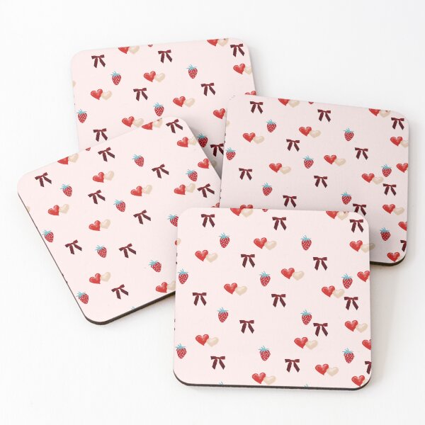 Item preview, Strawberry Hearts & Bows Pattern – Cute Coquette Aesthetic designed and sold by DreamForge Collections.