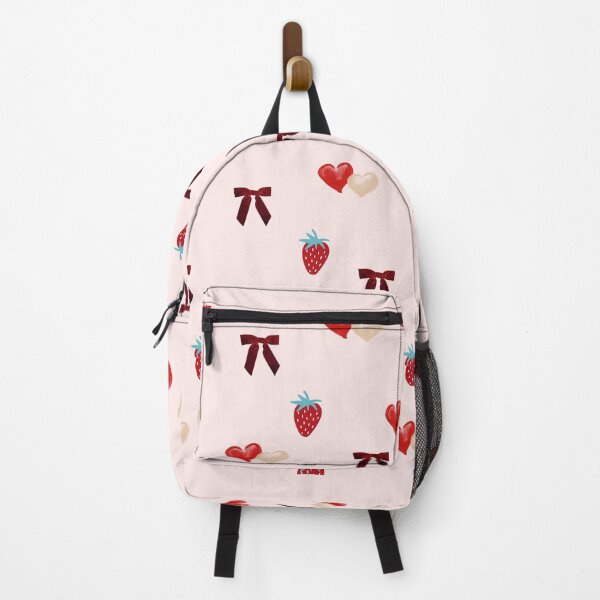 Item preview, Strawberry Hearts & Bows Pattern – Cute Coquette Aesthetic designed and sold by DreamForge Collections.