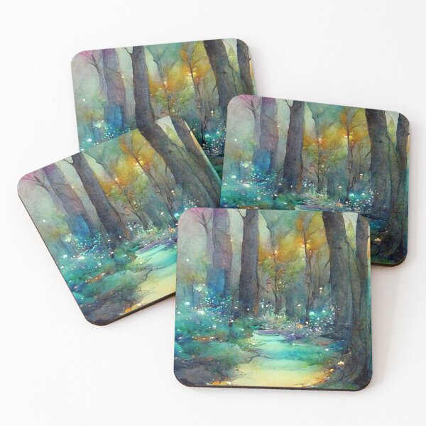Item preview, Enchanted Watercolor Forest – Dreamy Woodland Landscape Art designed and sold by MasterPrintz.