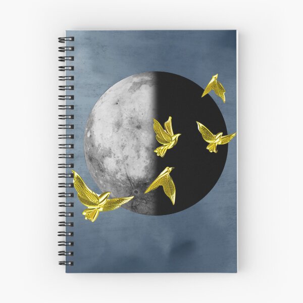 Item preview, Yin Yang Moon with Golden Birds | Dark Aesthetic Lunar Artwork | Surreal Minimal Art Print designed and sold by asudesign.