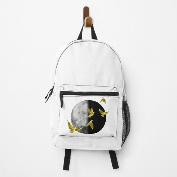 Item preview, Yin Yang Moon with Golden Birds | Dark Aesthetic Lunar Artwork | Surreal Minimal Art Print designed and sold by asudesign.