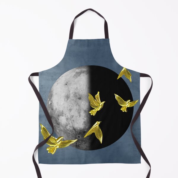 Item preview, Yin Yang Moon with Golden Birds | Dark Aesthetic Lunar Artwork | Surreal Minimal Art Print designed and sold by asudesign.
