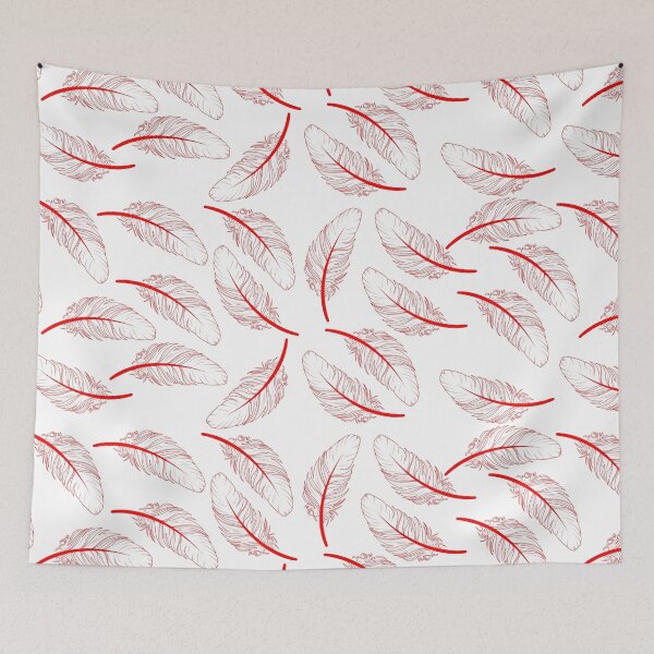 Item preview, Beautiful illustration featuring a pattern of red feathers against a white background. designed and sold by Giree07.