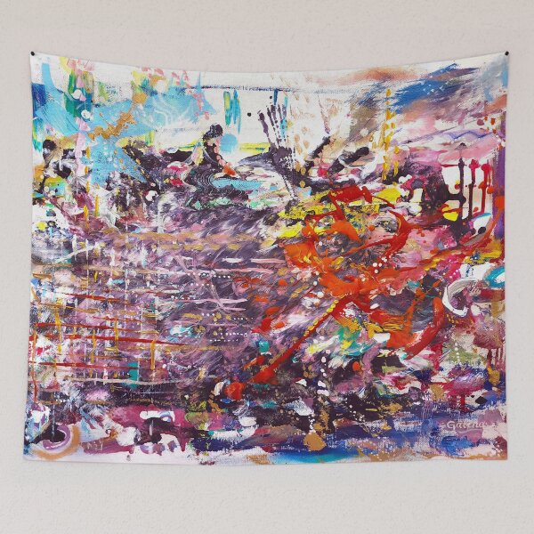 Item preview, Golden Rain on Q, acrylic abstract designed and sold by galina-art.