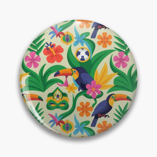 Item preview, Vibrant Tropical Seamless Pattern - Colorful Toucans, Hibiscus & Carnival Masks designed and sold by Midnight Veil Designs.