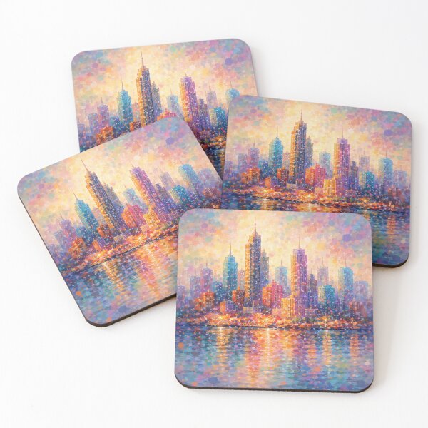 Item preview, Vibrant Divisionist City Skyline designed and sold by AndreBarnard.