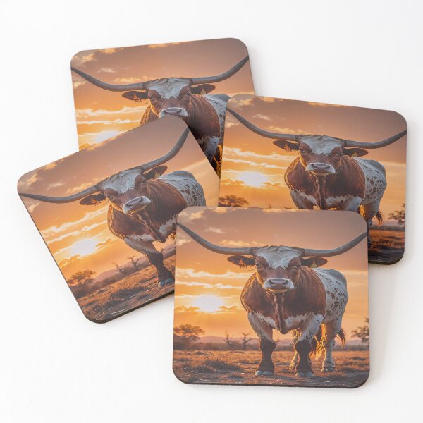 Item preview, Longhorn Bull at Sunset – Dramatic Western Landscape Art Print designed and sold by BeautifulVirtues.