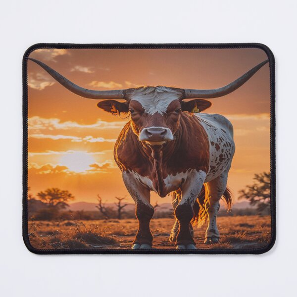 Item preview, Longhorn Bull at Sunset – Dramatic Western Landscape Art Print designed and sold by BeautifulVirtues.