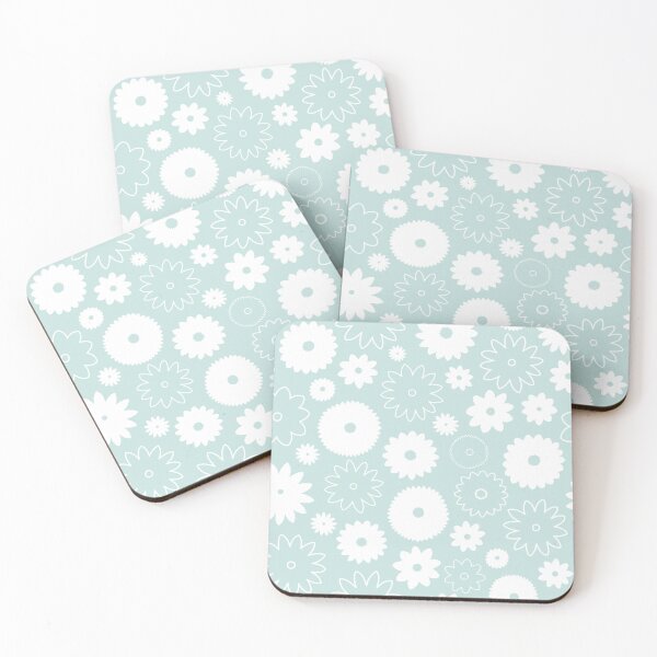 Item preview, Blooms Pattern White+Line on Lt Teal designed and sold by NataliePaskell.
