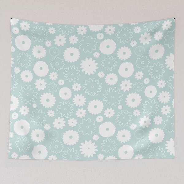 Item preview, Blooms Pattern White+Line on Lt Teal designed and sold by NataliePaskell.