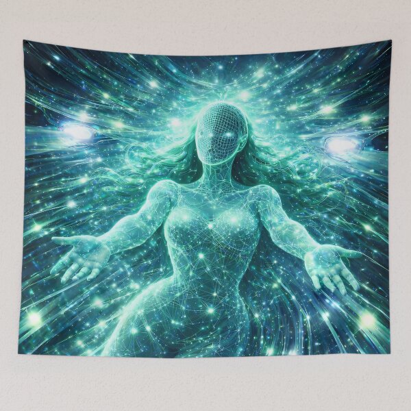 Item preview, Digital Cosmic Goddess Emerging From Light Grid designed and sold by KnitOfShadoF.