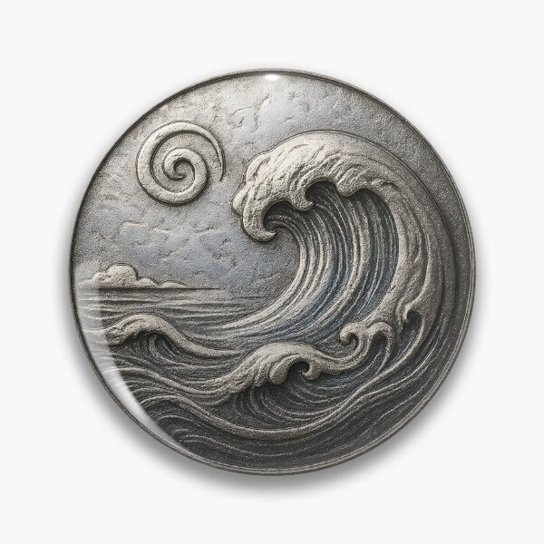 Item preview, A carved stone plaque depicting a large ocean wave on transparent background designed and sold by Creative88Art.