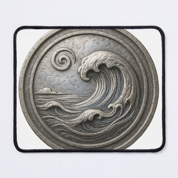 Item preview, A carved stone plaque depicting a large ocean wave on transparent background designed and sold by Creative88Art.