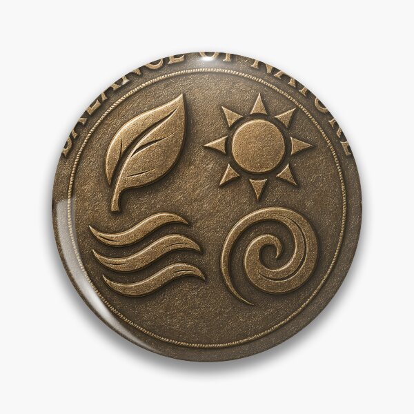 Item preview, A bronze coin with balance of nature on transparent background designed and sold by Creative88Art.