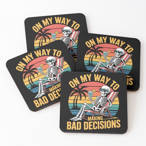 Item preview, On My Way to Making Bad Decisions Funny Skeleton Beach Summer T-Shirt designed and sold by Milosstudio.