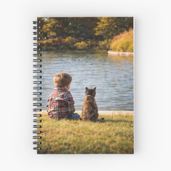 Item preview, Boy and cat by the lake designed and sold by donchago.