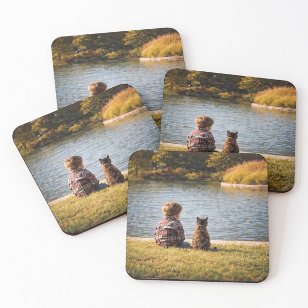 Item preview, Boy and cat by the lake designed and sold by donchago.