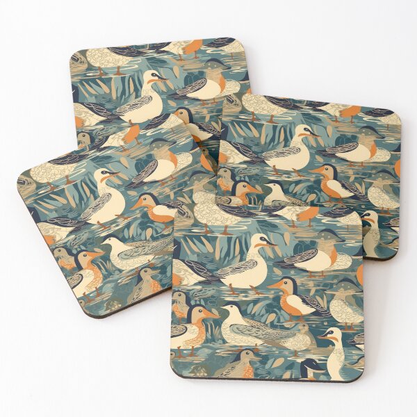 Item preview, Stylized Duck Pond Wildlife Illustration Pattern designed and sold by pinkal.