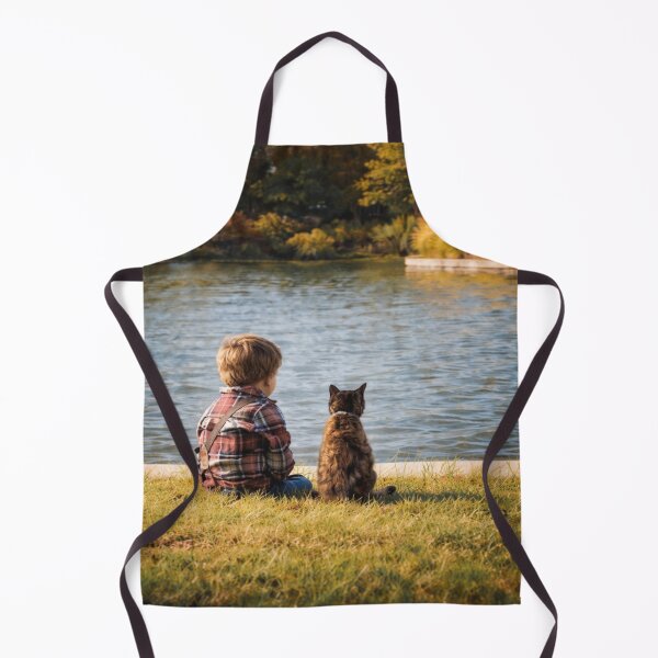 Item preview, Boy and cat by the lake designed and sold by donchago.