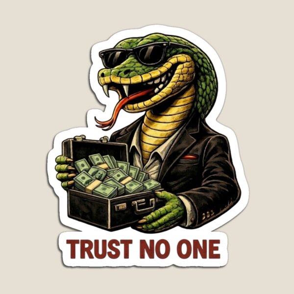 Item preview, Suit Snake Holding Cash Briefcase - Trust No One Sticker designed and sold by Bug by Design.