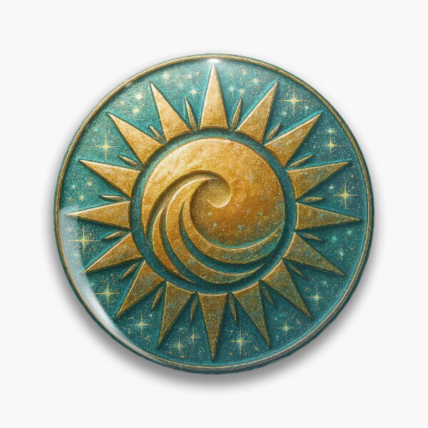 Item preview, A gold and blue sun symbol on transparent background designed and sold by Creative88Art.