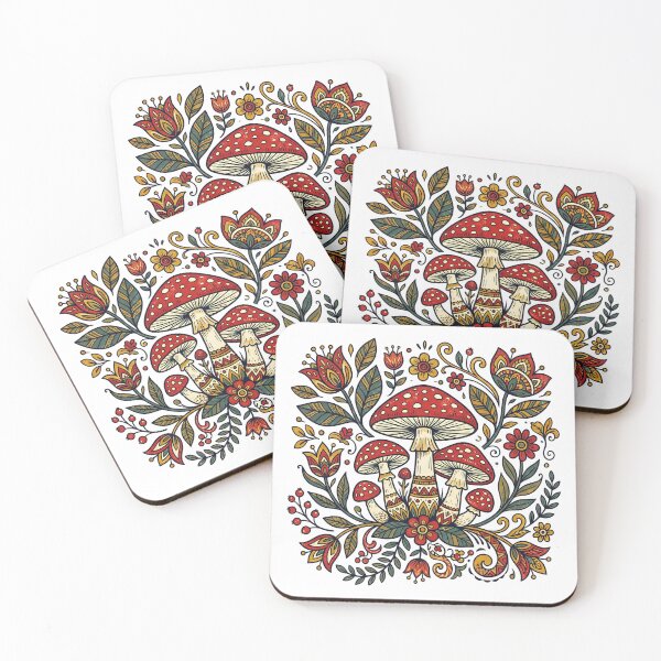 Item preview, Cute Mushroom Forest Folk Art Botanical Cottagecore Garden designed and sold by ArtivioShop.