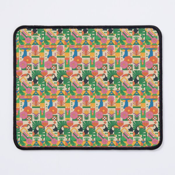Item preview, Vibrant Geometric Tropical Pattern – Colorful Toucans, Flowers & Brazilian Carnival Vibes designed and sold by Midnight Veil Designs.