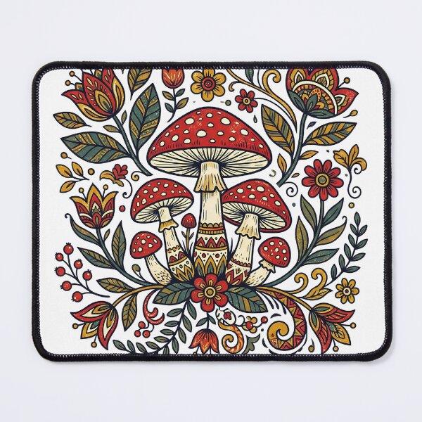 Item preview, Cute Mushroom Forest Folk Art Botanical Cottagecore Garden designed and sold by ArtivioShop.