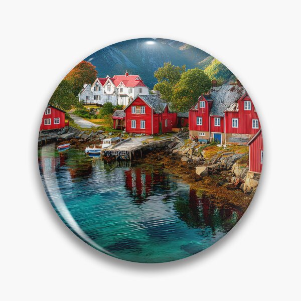 Item preview, Charming Coastal Village Surrounded by Majestic Mountains designed and sold by Artessie.