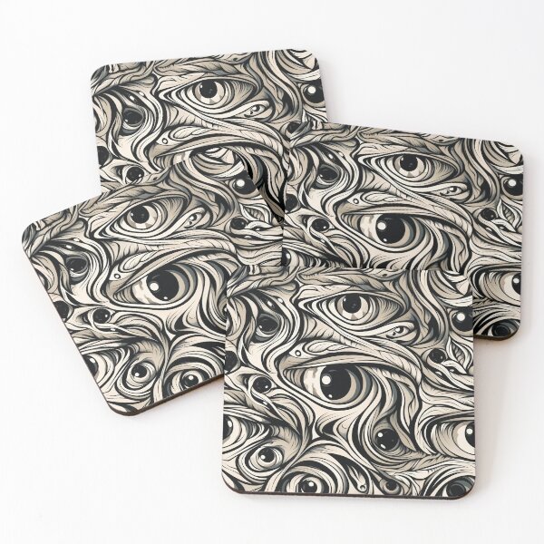 Item preview, Abstract Calligraphic Swirls and Mystical Eyes Pattern designed and sold by pinkal.