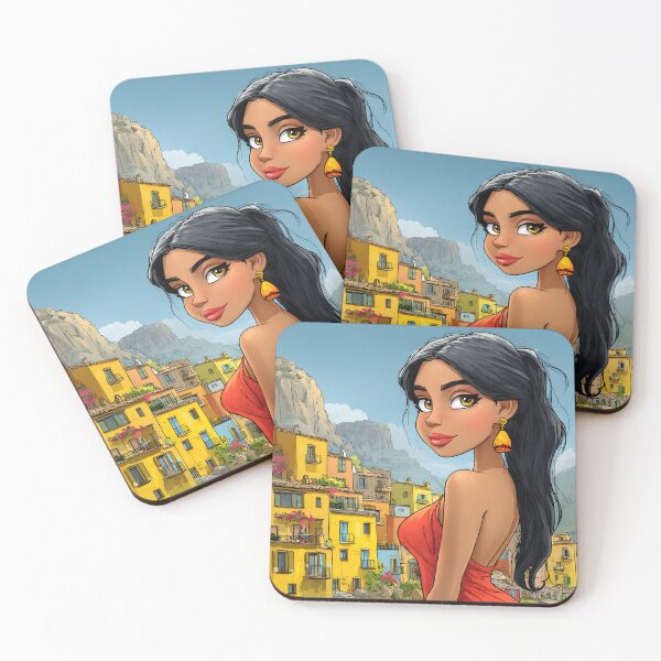 Item preview, Colorful Landscape with a Stylish Woman in Red Dress designed and sold by Artessie.