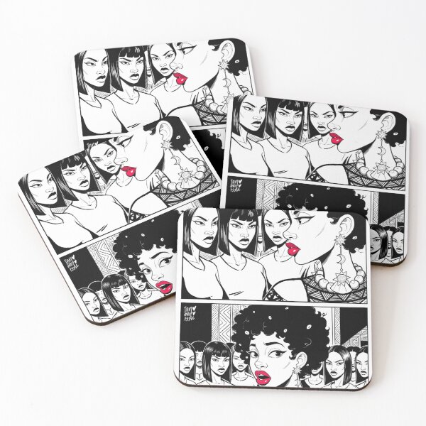 Item preview, Afro Manga Queens Black & White Illustration designed and sold by Innomutotshi-2.