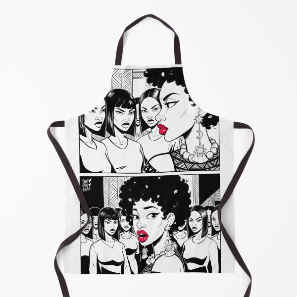 Item preview, Afro Manga Queens Black & White Illustration designed and sold by Innomutotshi-2.
