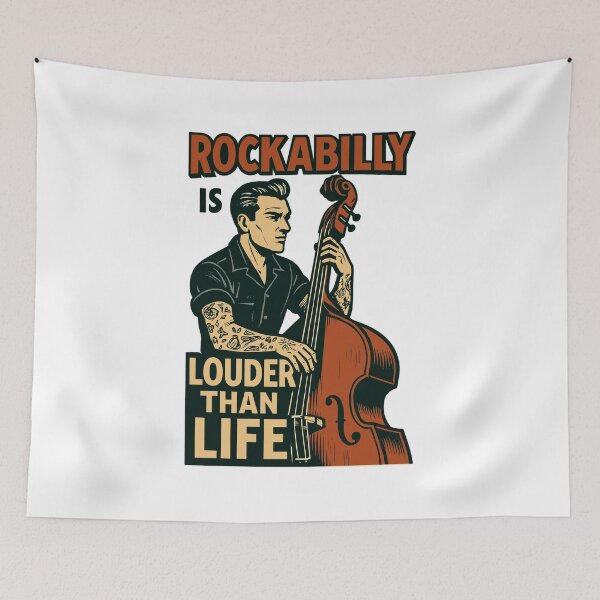 Item preview, Rockabilly Double Bass: 50s Musician & Tattoo Art designed and sold by Pineapple-Tree.