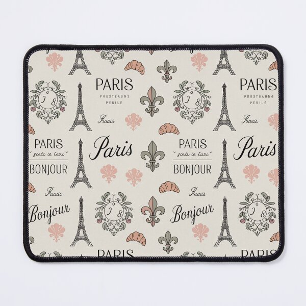 Item preview, Elegant Parisian Seamless Pattern – Eiffel Tower, Fleur de Lis & Vintage French Typography designed and sold by Midnight Veil Designs.