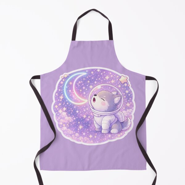 Item preview, Kawaii Space Wolf Howling at Neon Moon – Cute Galaxy Wolf designed and sold by p-frosty-design.