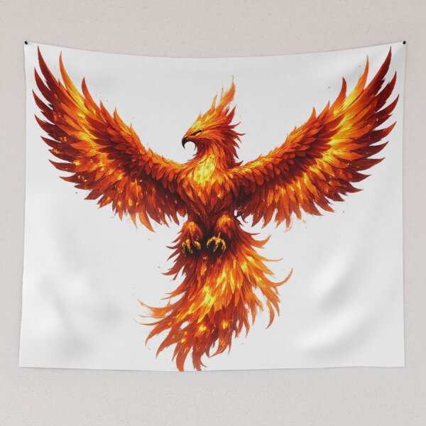 Item preview, Blazing Phoenix – Majestic Firebird with Outstretched Wings Design designed and sold by RolMerch.