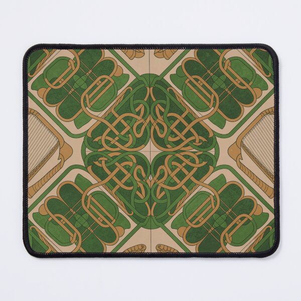 Item preview, Celtic Knot Seamless Pattern – Irish Harp & Traditional Green & Gold Knotwork designed and sold by Midnight Veil Designs.