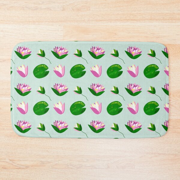 Item preview, Seamless pattern with lotus flowers, water lilies on a mint background designed and sold by OlhaBondarenko.
