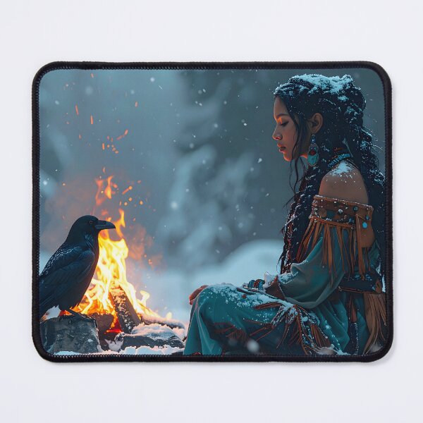 Item preview, Mystical Shamanic Raven — Winter Spiritual Art designed and sold by Schoenenwald - Illustrations Uniques et Originales.