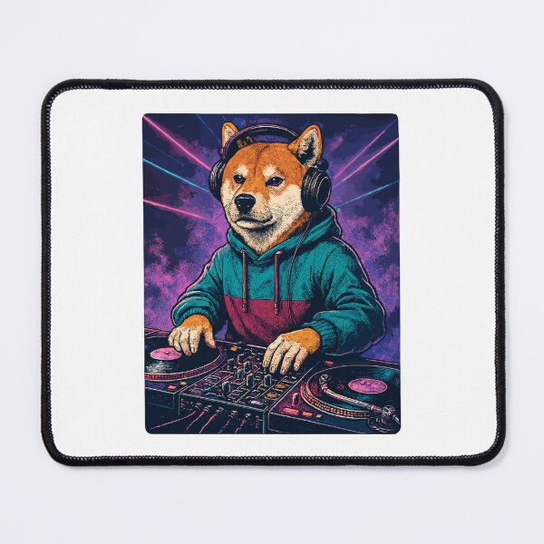 Item preview, Shiba Inu DJ at Neon Club with turntables designed and sold by Pineapple-Tree.
