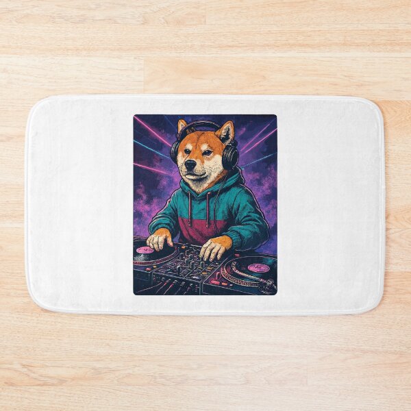Item preview, Shiba Inu DJ at Neon Club with turntables designed and sold by Pineapple-Tree.