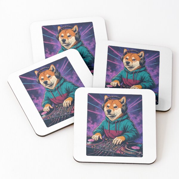 Item preview, Shiba Inu DJ at Neon Club with turntables designed and sold by Pineapple-Tree.