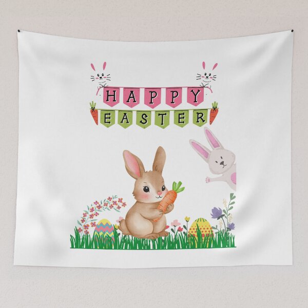 Item preview, ?Cute Easter Bunny With Carrot and Banner  designed and sold by FunSticky14.