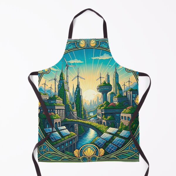 Item preview, Solarpunk Cityscape Art Nouveau Green Future designed and sold by SholoStudio.