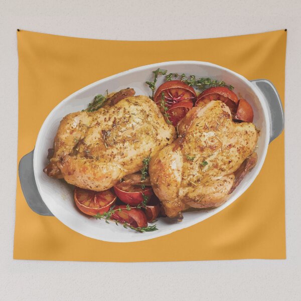 Item preview, Golden Roasted Chickens with Herbs and Tomatoes designed and sold by Arturo Daniel Garcia Palomo.