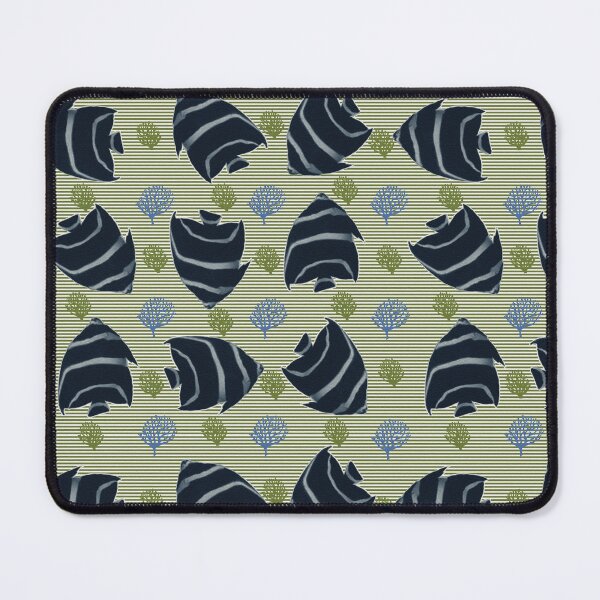 Item preview, Nautical Green Stripe Fish Blue and Green Coral on Crisp White designed and sold by PVTCreations.